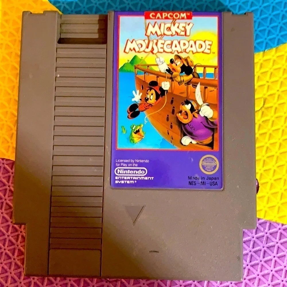 Vintage Capcom Mickey Mousecapade Nintendo Game & Manual and branded slip